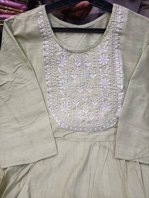 WOMEN RAYON EMBROIDERY NAIRA CUT KURTA WITH PANT AND NET EMBROIDERY DUPATTA  3