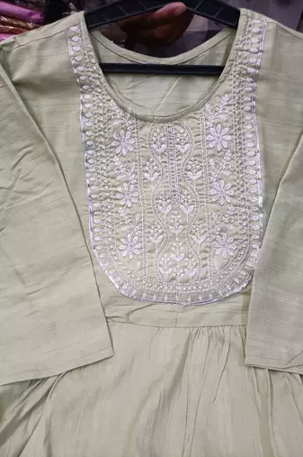WOMEN RAYON EMBROIDERY NAIRA CUT KURTA WITH PANT AND NET EMBROIDERY DUPATTA 