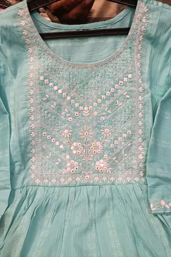 WOMEN  EMBROIDERY NAIRA CUT KURTA WITH PANT AND DUPATTA 
