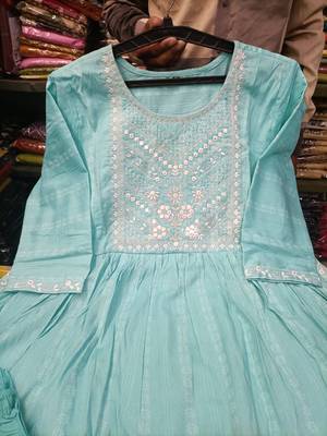 WOMEN  EMBROIDERY NAIRA CUT KURTA WITH PANT AND DUPATTA  4