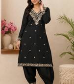 WOMEN RAYON EMBROIDERY STARIGHT KURTA WITH AFGANI PANT 