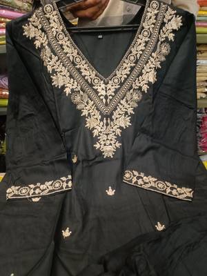 WOMEN RAYON EMBROIDERY STARIGHT KURTA WITH AFGANI PANT  3