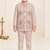 Boys dusty pink cotton blend botanical embroidered sherwani & trouser set with waistcoat