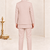 Boys dusty pink cotton blend botanical embroidered sherwani & trouser set with waistcoat