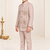 Boys dusty pink cotton blend botanical embroidered sherwani & trouser set with waistcoat