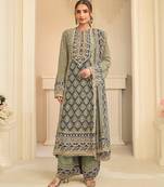 Pista crepe readymade suit with embroidery & aari work