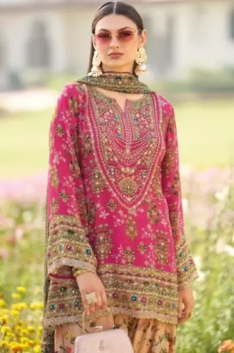 Rani chinon readymade printed suit with diamond work