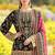 Black chinon readymade printed suit with diamond work