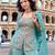 Blue chinon readymade suit with embroidery & sequence work