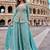 Blue chinon readymade suit with embroidery & sequence work