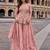 Peach chinon readymade suit with embroidery & sequence work