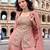 Peach chinon readymade suit with embroidery & sequence work