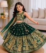 kids greenbaz embroidered lehenga choli with dupatta