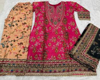 Rani chinon readymade printed suit with diamond work 4