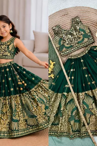 kids greenbaz embroidered lehenga choli with dupatta