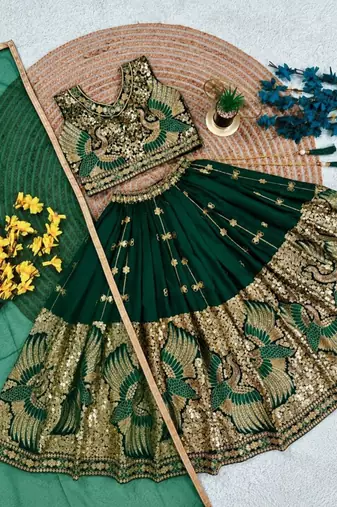 kids greenbaz embroidered lehenga choli with dupatta