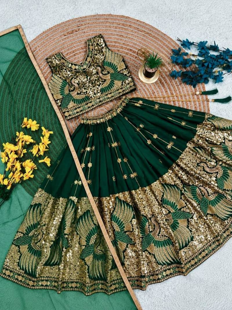 kids greenbaz embroidered lehenga choli with dupatta