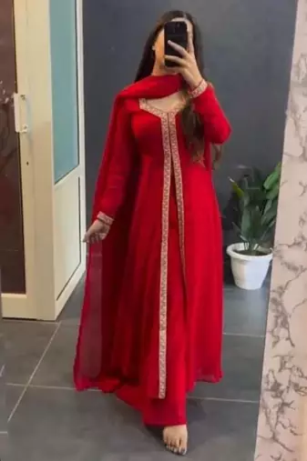 Red Georgette Salwar Suit