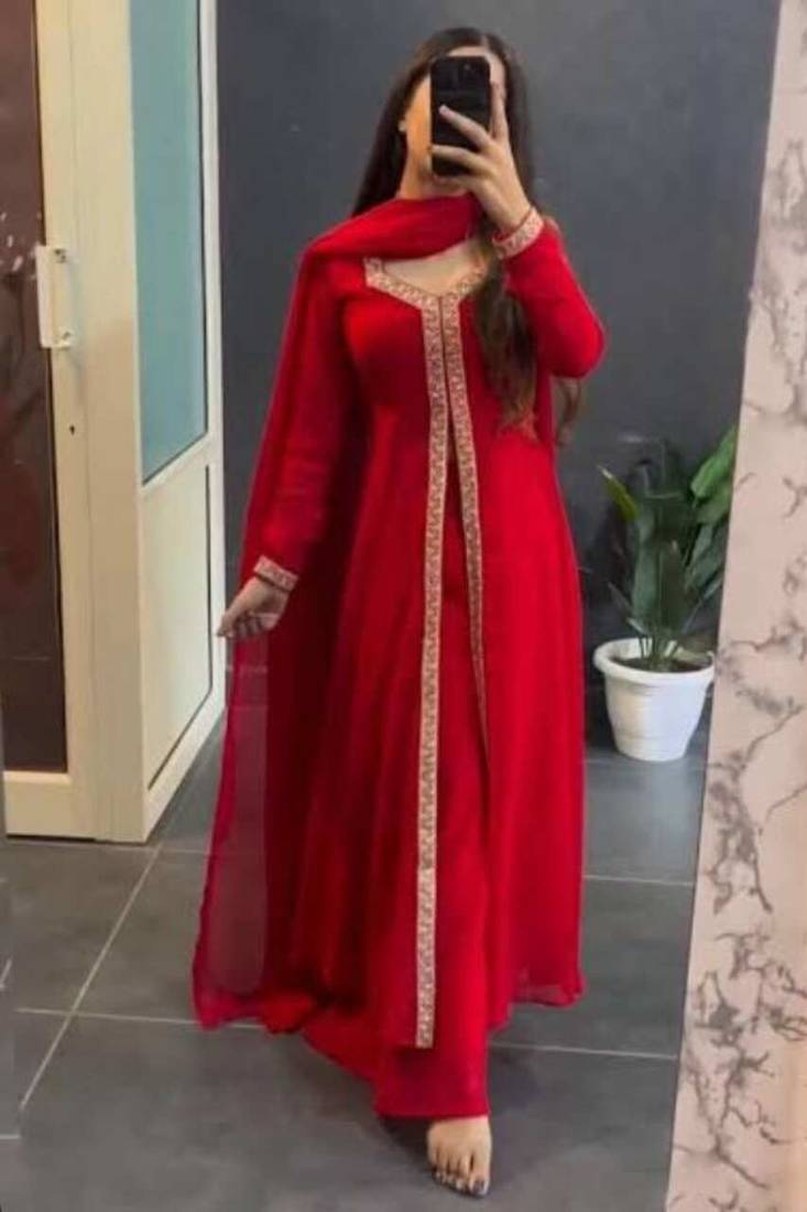 Red Georgette Salwar Suit