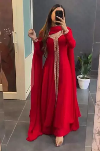 Red Georgette Salwar Suit