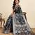 teal blue embroidery with zari work sartin saree with blouse