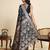 teal blue embroidery with zari work sartin saree with blouse