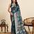 blue embroidery with zari work sartin saree with blouse