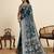 blue embroidery with zari work sartin saree with blouse