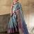 green zari work silk blend kanjivaram saree with blouse