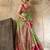 parrot green zari work silk blend kanjivaram saree with blouse