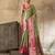 parrot green zari work silk blend kanjivaram saree with blouse