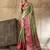 parrot green zari work silk blend kanjivaram saree with blouse