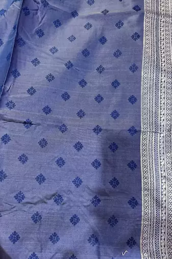 Pink blue silk blend jacuard work festival saree with unstitched blouse piece