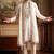 Cream embroidered kurta pajama in pure lachaka fabric