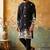 Black embroidered kurta pajama in pure linen fabric