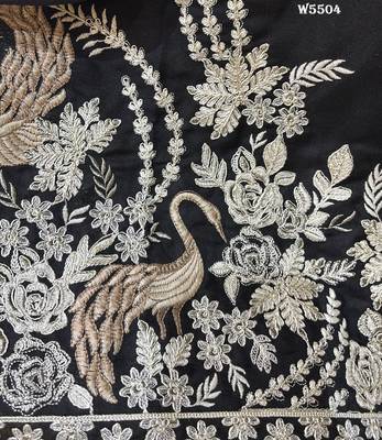 Black embroidered kurta pajama in pure linen fabric 3