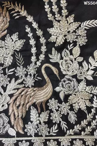 Black embroidered kurta pajama in pure linen fabric
