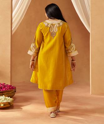 Mustard yellow chauga kurta with salwar 2