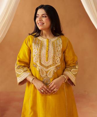 Mustard yellow chauga kurta with salwar 3
