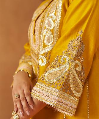 Mustard yellow chauga kurta with salwar 4