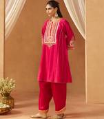 Hot pink chauga kurta with salwar