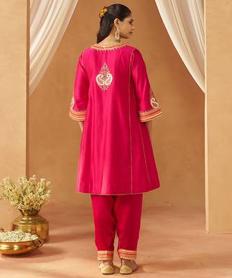 Hot pink chauga kurta with salwar 2
