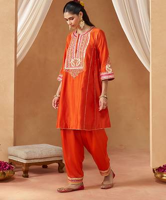 Burnt orange chauga kurta with salwar 2