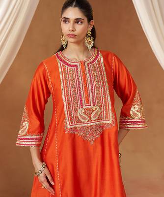 Burnt orange chauga kurta with salwar 3