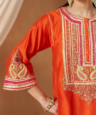 Burnt orange chauga kurta with salwar 4