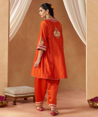 Burnt orange chauga kurta with salwar 5