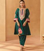 Emerald green chauga kurta with salwar