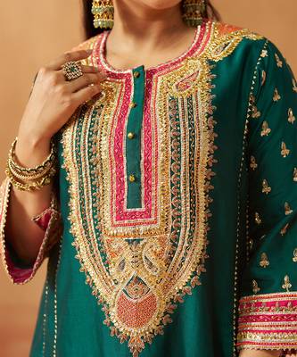 Emerald green chauga kurta with salwar 4