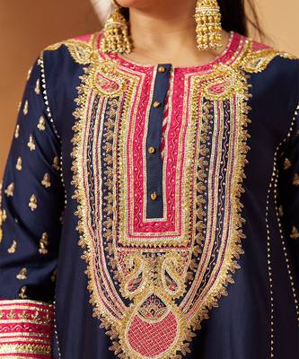 Deep blue chauga kurta with salwar 3