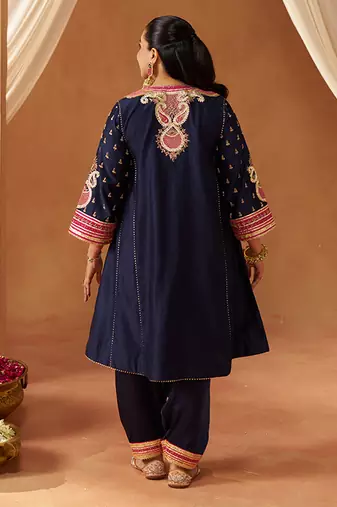 Deep blue chauga kurta with salwar